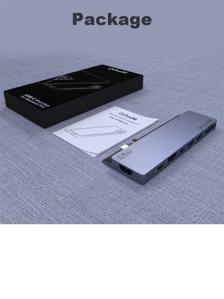 QGeeM Dockningsstation USB-C, 8 in 1  (MacBook Pro) 2xskärm - 18