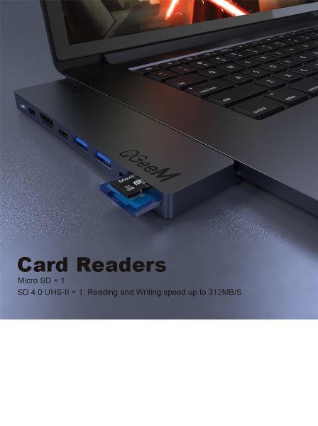  QGeeM Dockningsstation USB-C, 8 in 1  (MacBook Pro) 2xskärm - 15