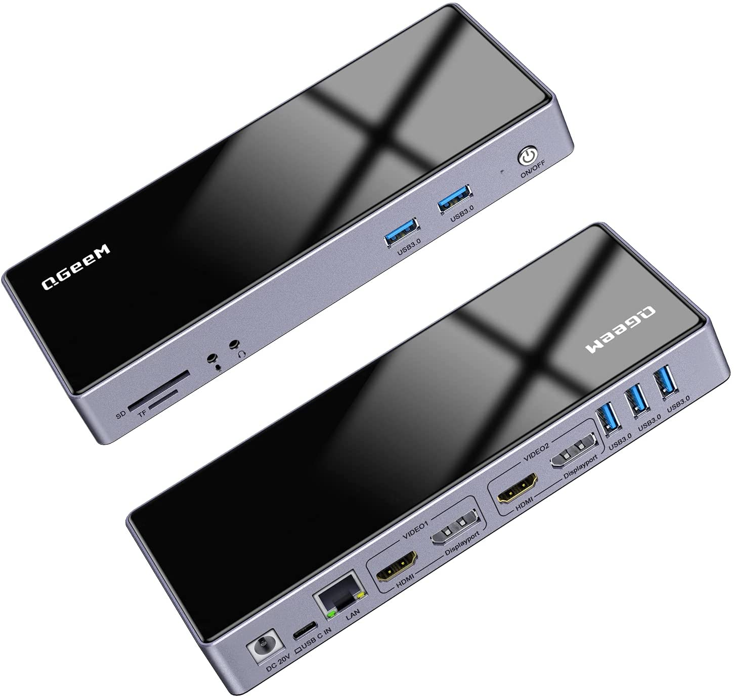   QGeeM Dockningsstation USB-C (5K / Dual 4K @ 60Hz), 2x skärm