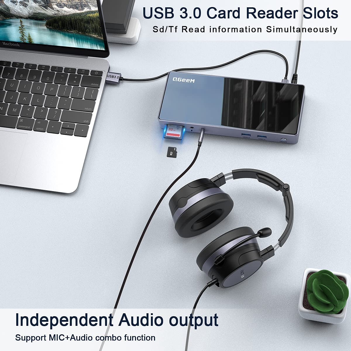   QGeeM Dockningsstation USB-C (5K / Dual 4K @ 60Hz), 2x skärm - 5