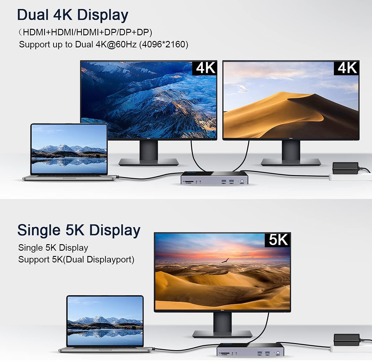   QGeeM Dockningsstation USB-C (5K / Dual 4K @ 60Hz), 2x skärm - 4