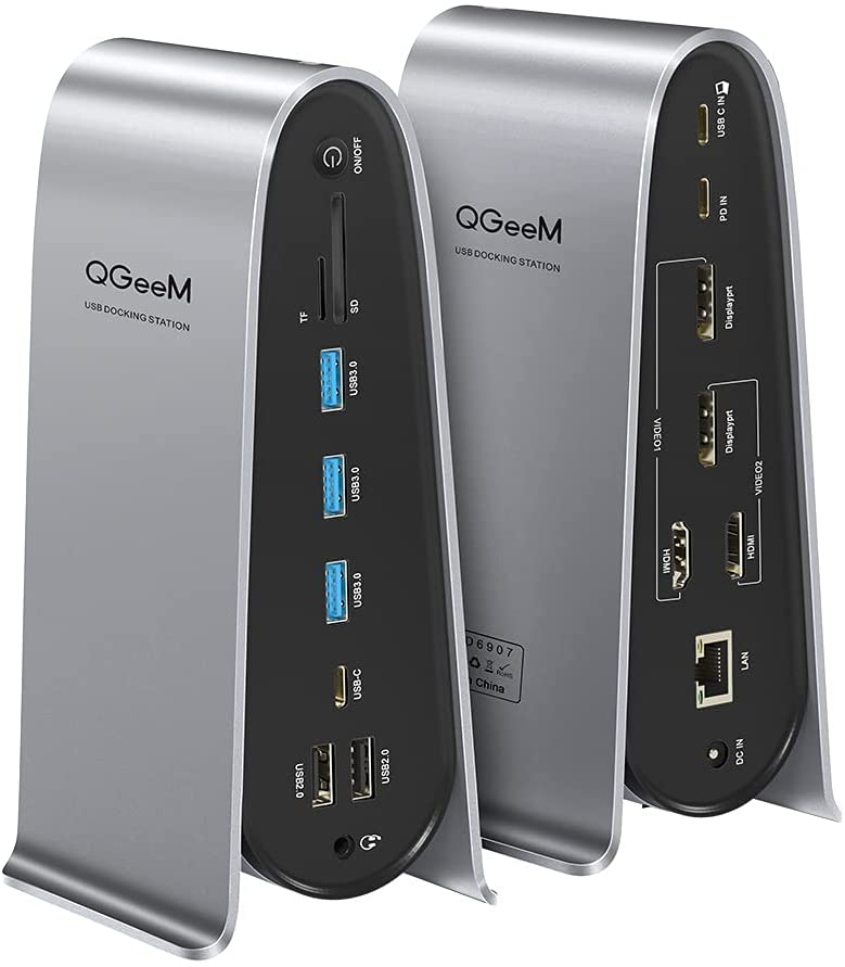 QGeem Dockningsstation 17 i 1 USB 3.0 Universal Laptop 4xskärm