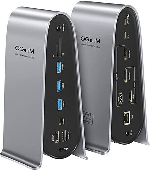 QGeem Dockningsstation 17 i 1 USB 3.0 Universal Laptop 4xskärm