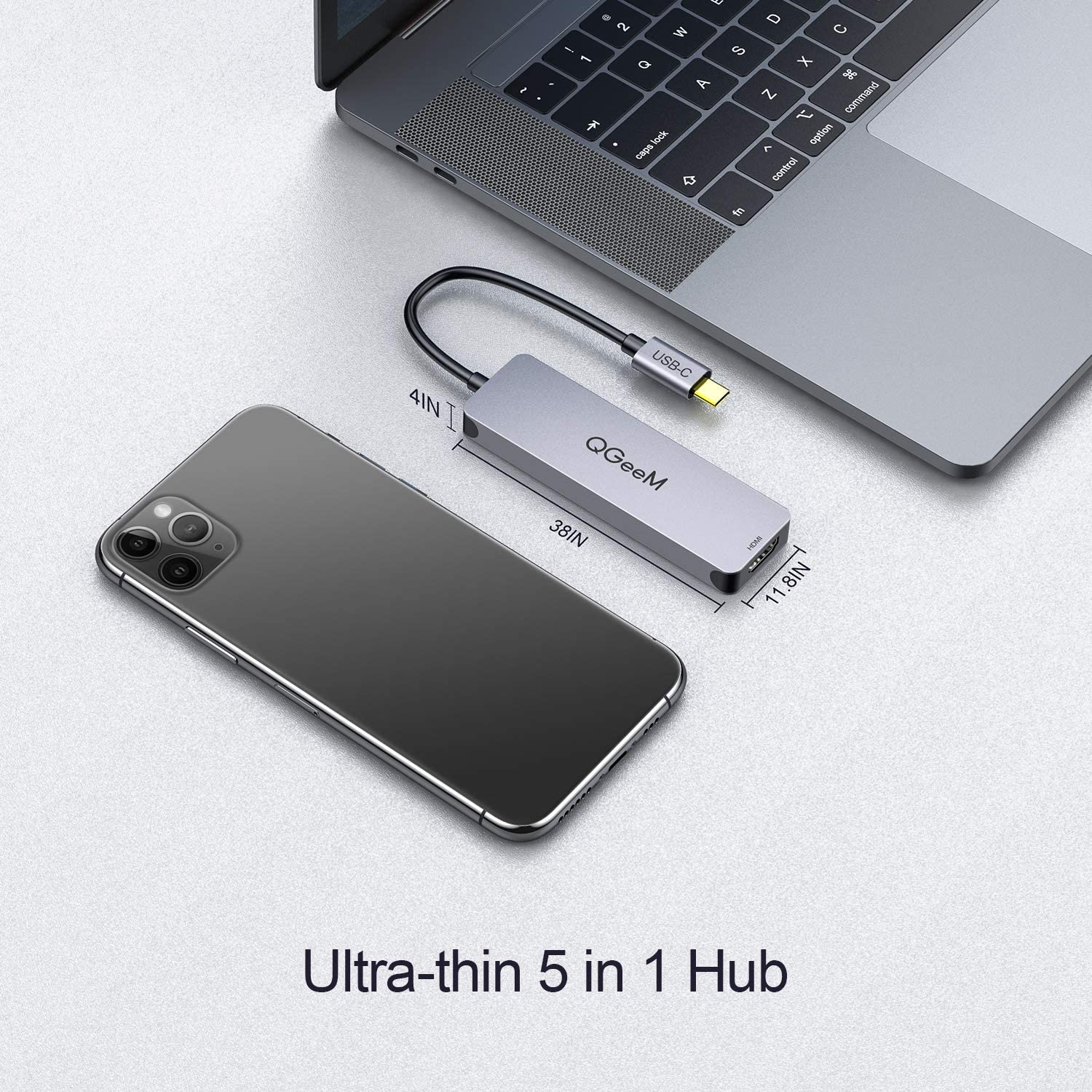 QGeeM Dockningsstation, 5-i-1 USB C  - 3