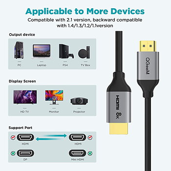 QGeeM HDMI 2,1 kabel 8K 1m
