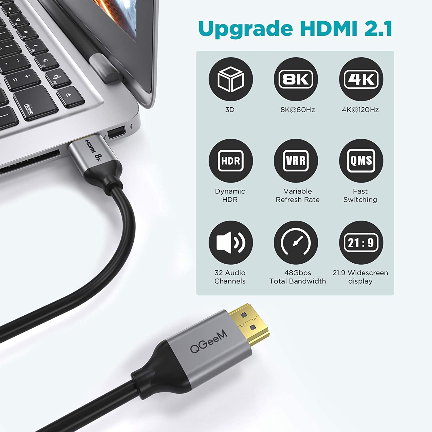 QGeeM HDMI 2,1 kabel 8K 1m - 5