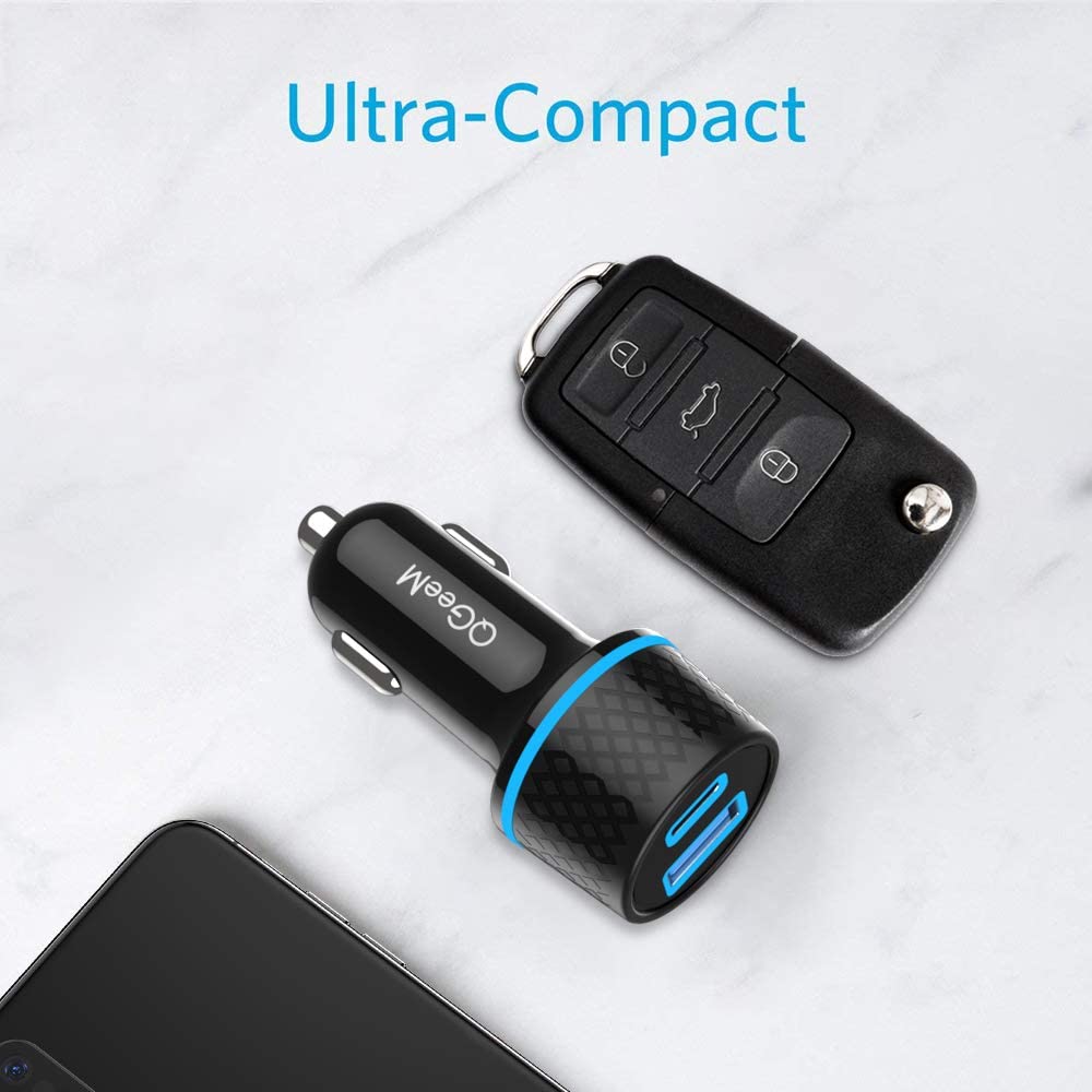 QGeeM Billaddare, USB c och USB A,  2-portars ,  42,5W - 9