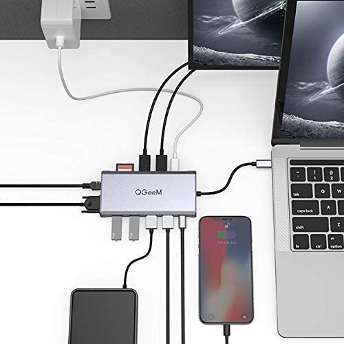 QGeeM Dockningsstation USB-C, 12-i-1, 4K60Hz 3xskärm - 8