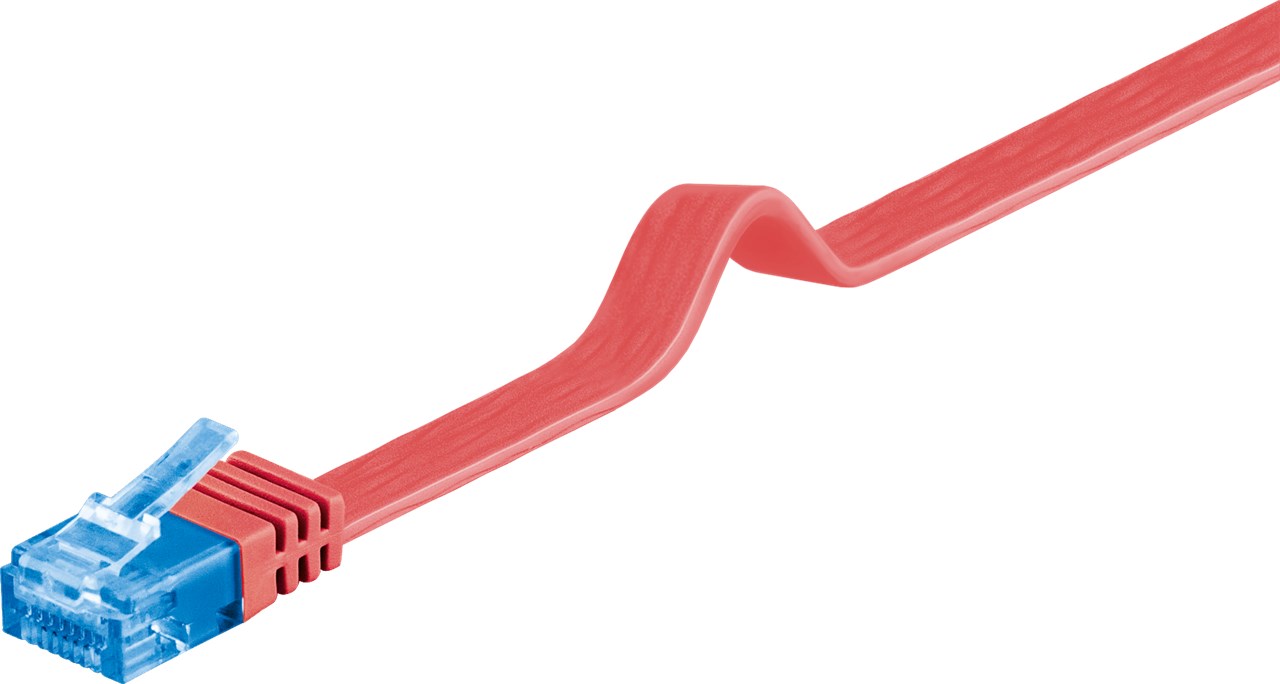 Nätverkskabel Cat 6a flat röd 0,5m