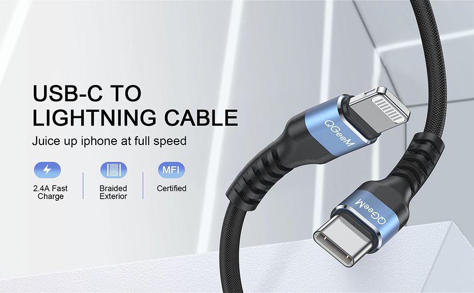 QGeeM 1,8m USB C to Lightning Cable - 2