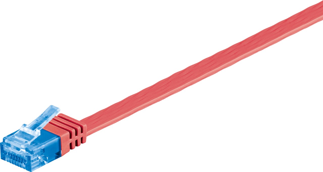 Nätverkskabel Cat 6a flat röd 2m - 2