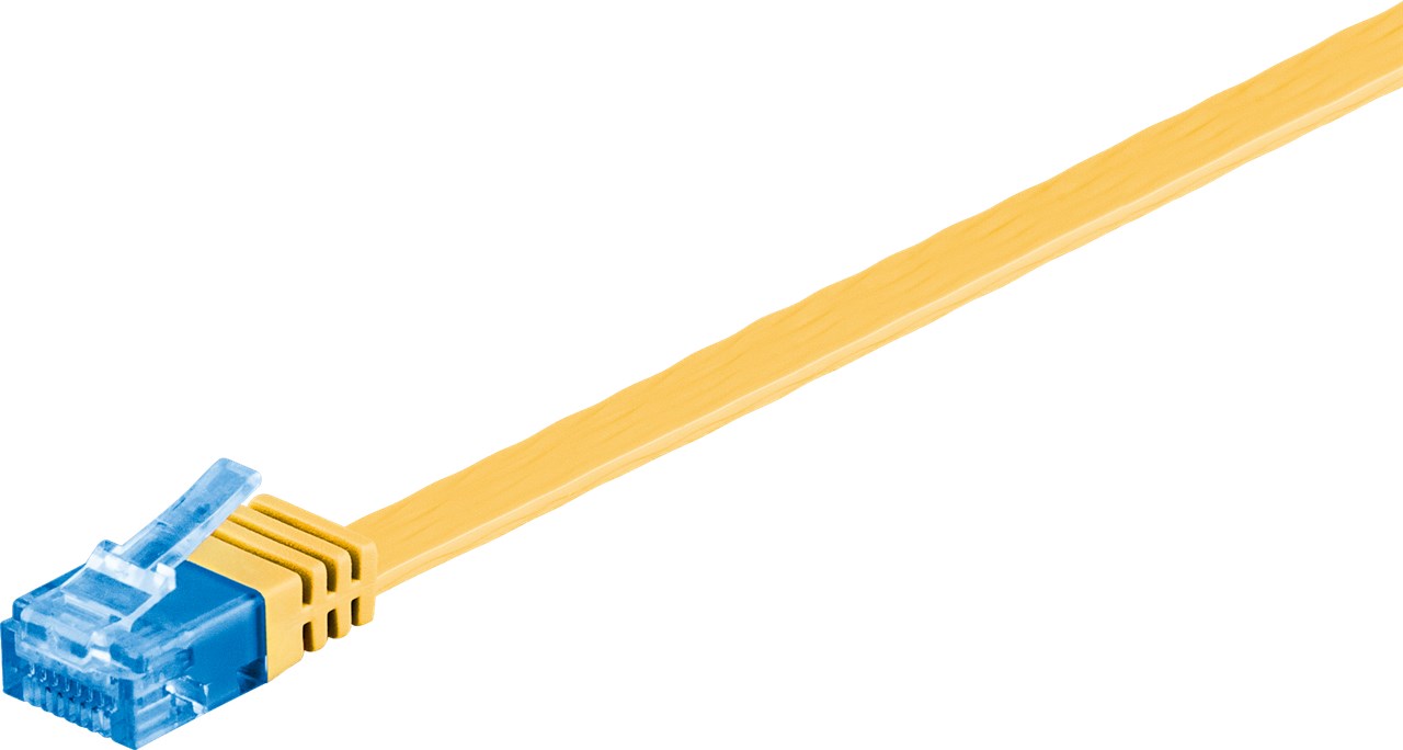 Nätverkskabel Cat 6a flat gul 0,5m - 2