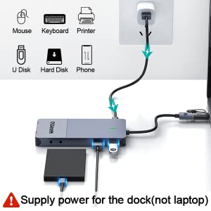  QGeeM Dockningsstation USB C, 11-i-1 4k60Hz, 3xskärm - 17