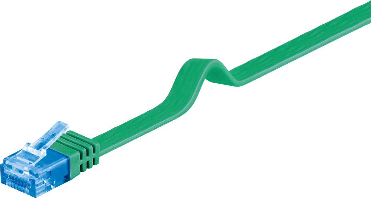 Nätverkskabel Cat 6a flat grön 2m