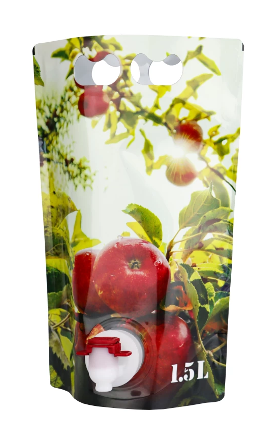 1,5 liter pouch - ståpose med æblemotiv ,  4800 stk (palle)