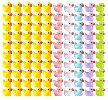 100 st Tiny Ducks Set Dekoration Realistisk Form Hållbar Harts Förtjusande ankor för jul födelsedagsfest Barnens dag 100pcs