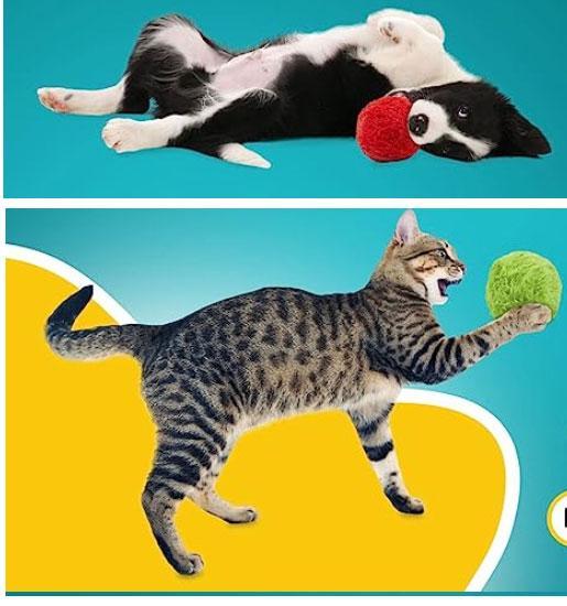 Automatisk rörlig rullboll för hund och katt med 4 överdrag
