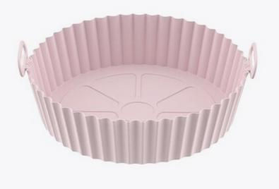 Pink Round Silikonskål för Air Fryer 16,5x19,5 cm