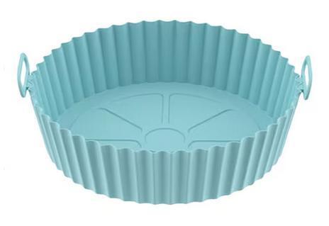 Turquoise Round Silikonskål för Air Fryer 16,5x19,5 cm