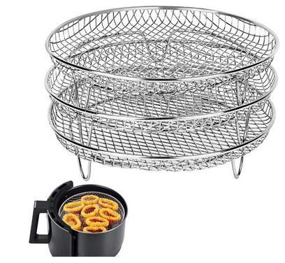 3st Air Fryer Rack Airfryer Korg Fack Rostfritt stål - Round