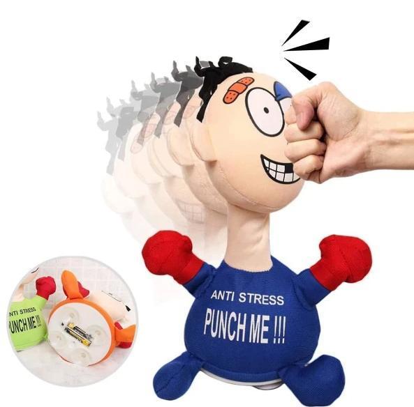 Rolig Punch Me Screaming Doll, interaktiva leksaker - Blå