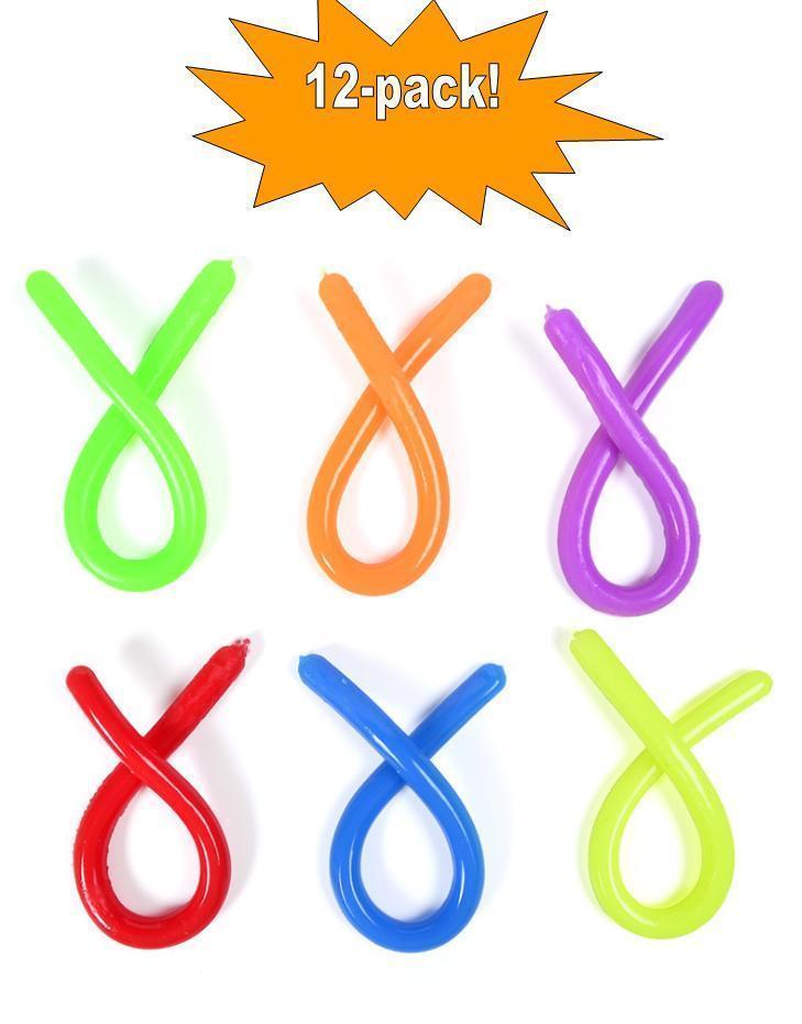 12-pack Stretchy Noodle String Neon Children Fidget Sensory Toy - Blandade färger