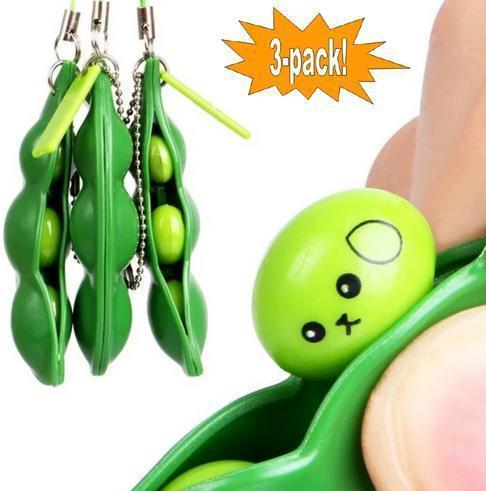 3-Pack - Green Beans - Bönor - Fidget Toys - Leksak / Sensory Grön