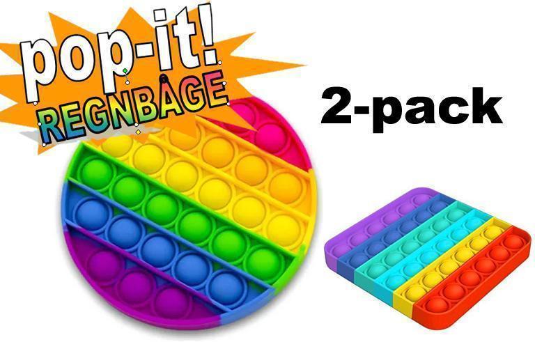 2-pack Pop It Fidget Toy Original - Regnbåge - CE Godkända
