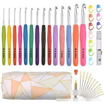 CE013 - Set med 14 st. virknålar plus stickmarkörer, måttband m.m.