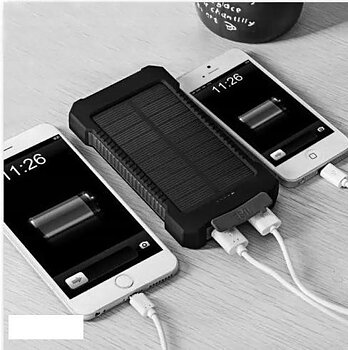 Powerbank med Solceller - 20.000 mAh - Svart