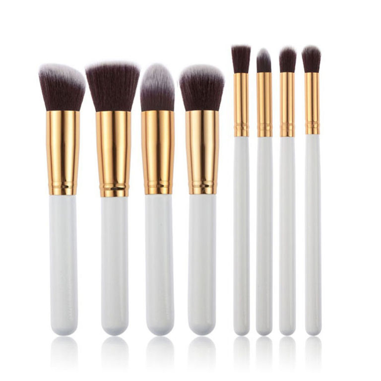 8 st. Vita / Guld Make-up / sminkborstar av Bästa Kvalité