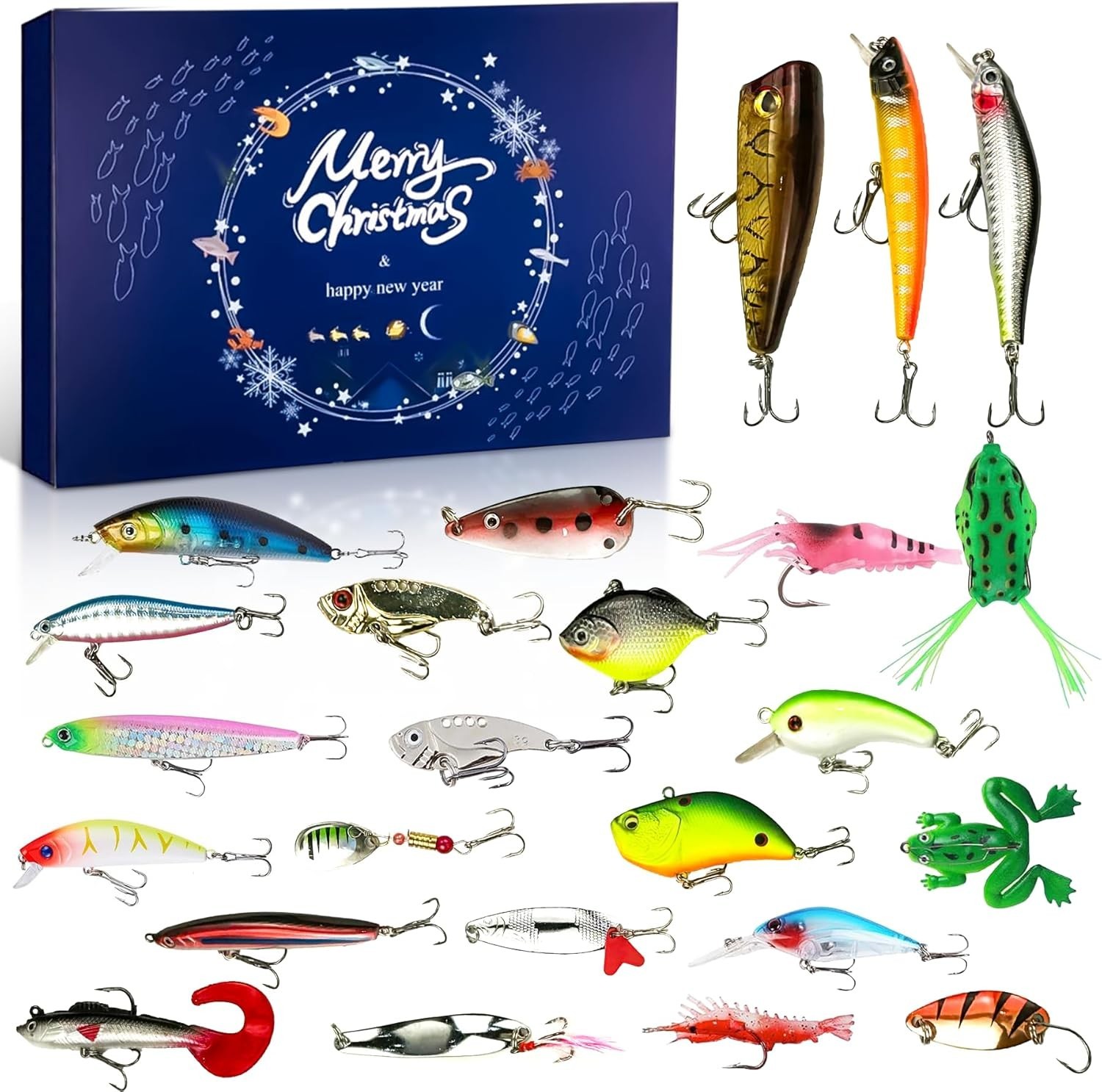 2-pack Fiskekalender 2026, 24-dagars nedräkningskalender med fiskedrag, fiskebete-adventskalender, fisketillbehörsset, nedräkningskalender för vuxna, pojkar