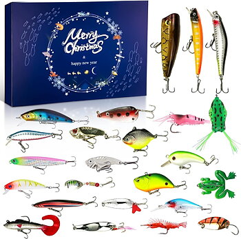 2-pack Fiskekalender 2026, 24-dagars nedräkningskalender med fiskedrag, fiskebete-adventskalender, fisketillbehörsset, nedräkningskalender för vuxna, pojkar