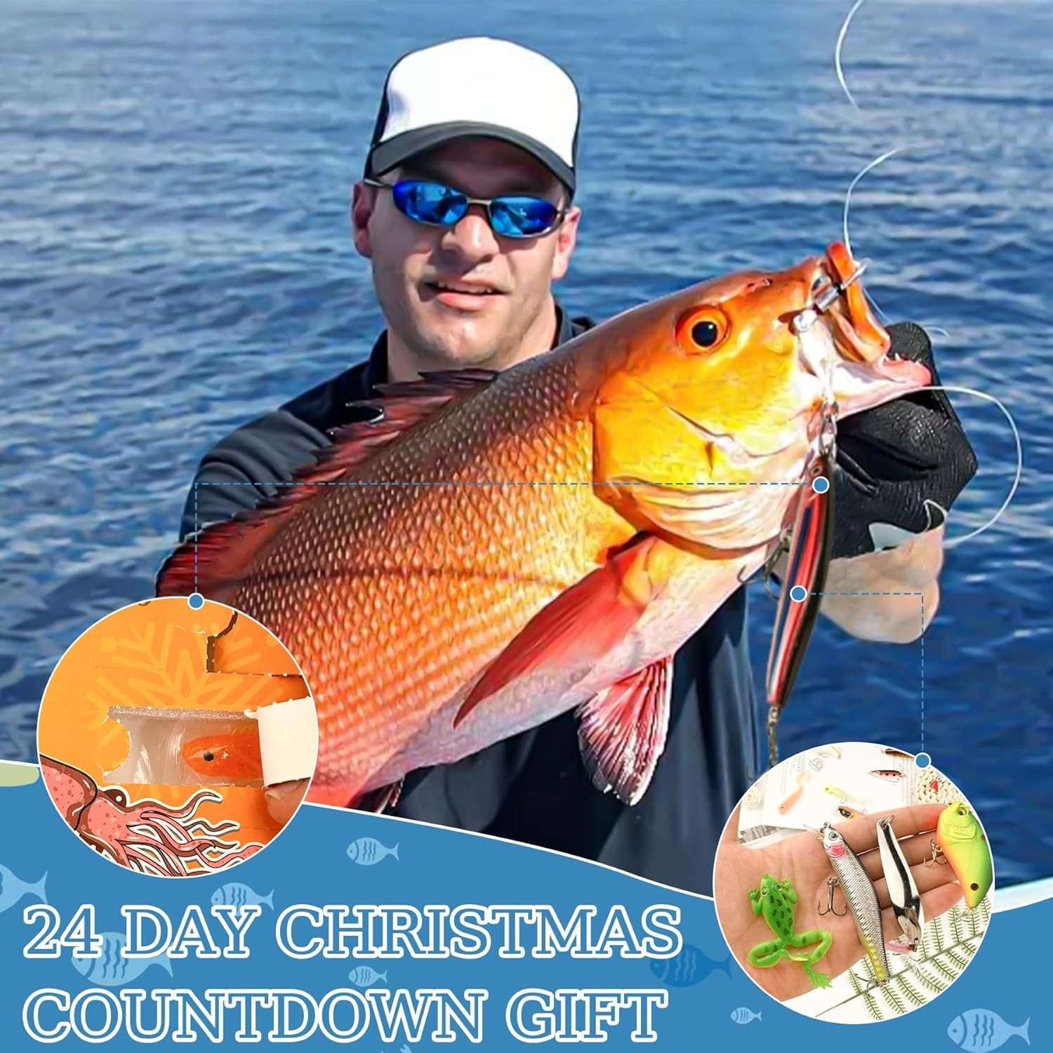 2-pack Fiskekalender 2026, 24-dagars nedräkningskalender med fiskedrag, fiskebete-adventskalender, fisketillbehörsset, nedräkningskalender för vuxna, pojkar - 6