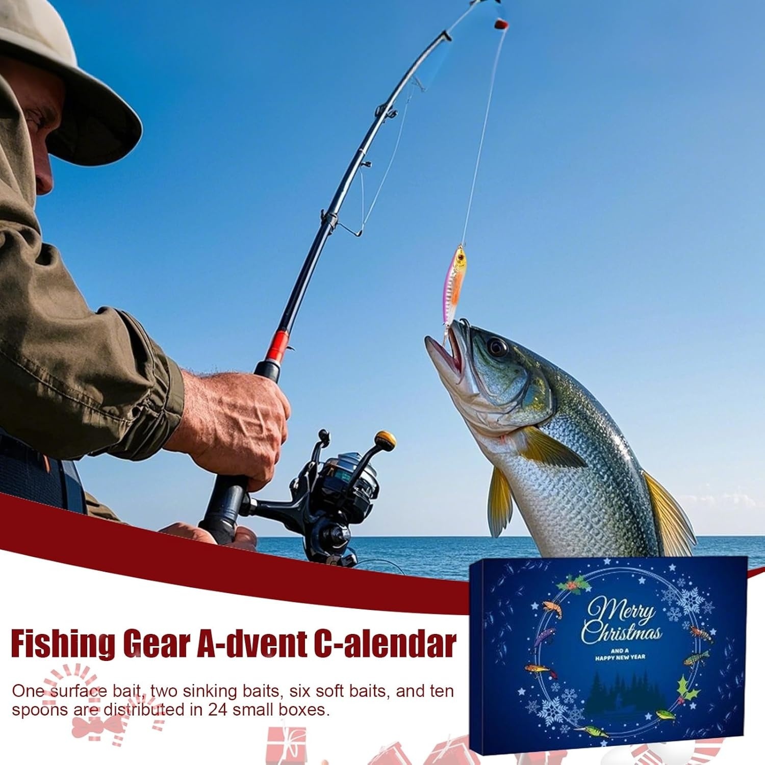 2-pack Fiskekalender 2026, 24-dagars nedräkningskalender med fiskedrag, fiskebete-adventskalender, fisketillbehörsset, nedräkningskalender för vuxna, pojkar - 8