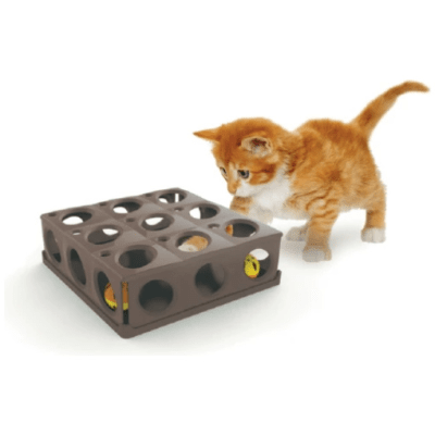 Tricky cat toy with two balls