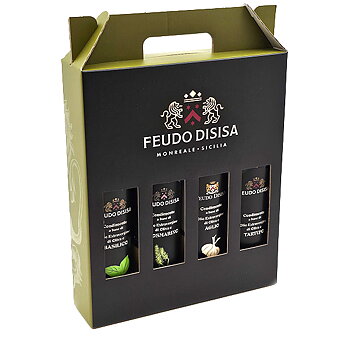 GÅVOBOX  4 st Disisa smaksatta olivoljor, italiensk olivolja från Sicilien