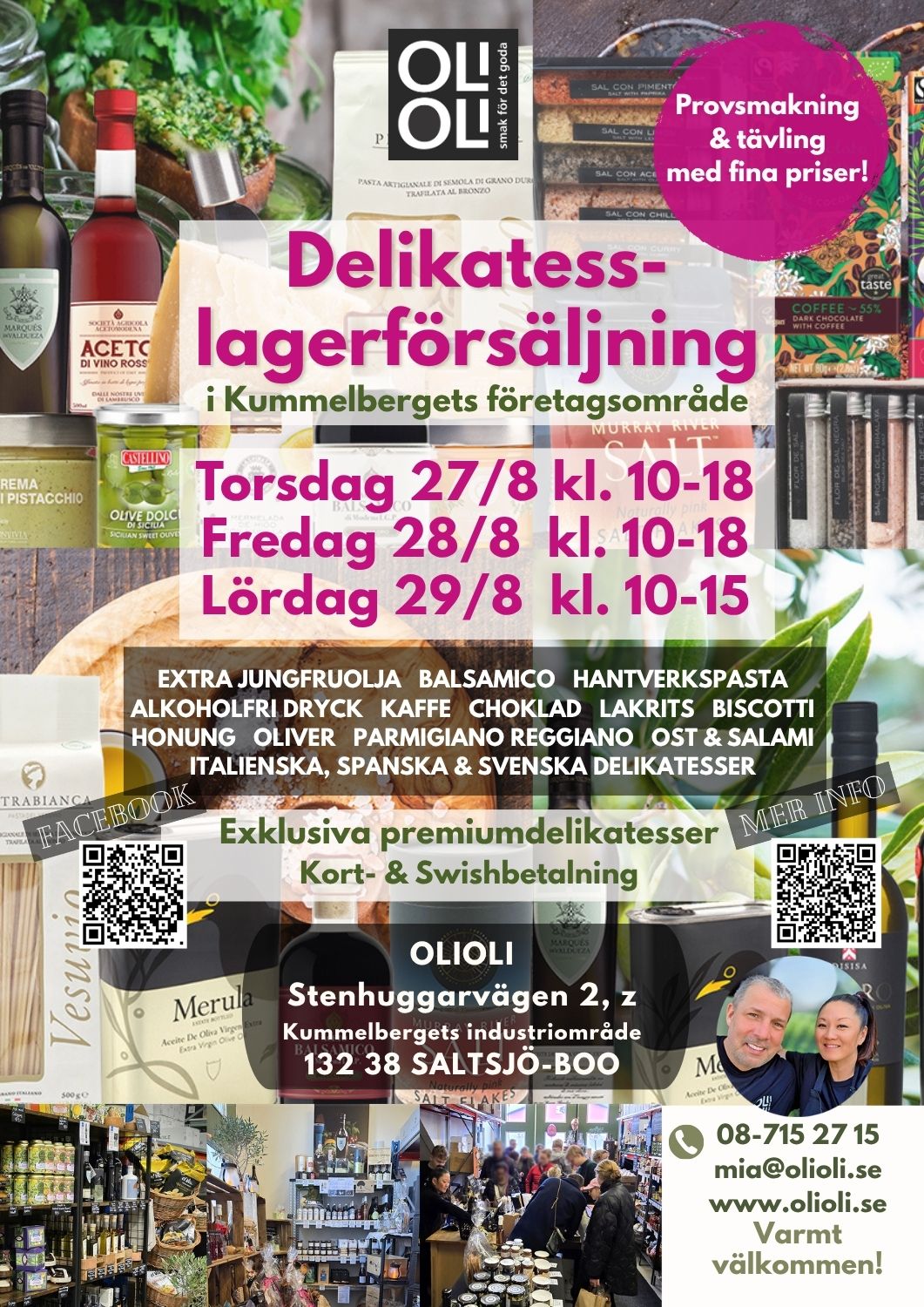 OLIOLIs delikatesslagerförsäljning 27-29 augusti