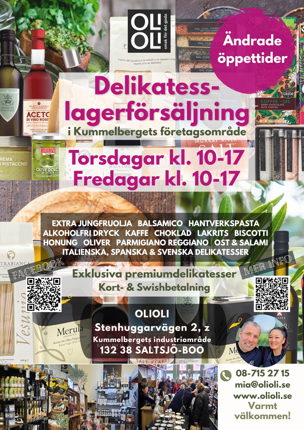 OLIOLIs delikatesslagerförsäljning är öppen torsdagar och fredagar
