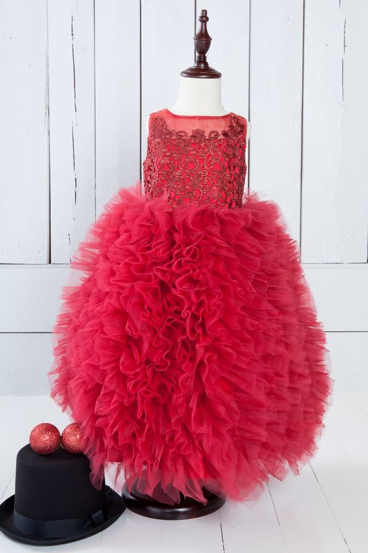 red fluffy dress