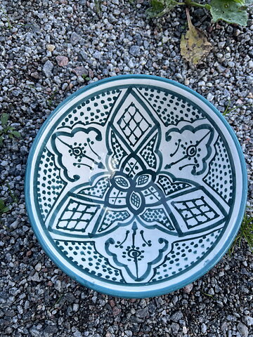 Marockansk keramikskål turkos grön 15 cm 