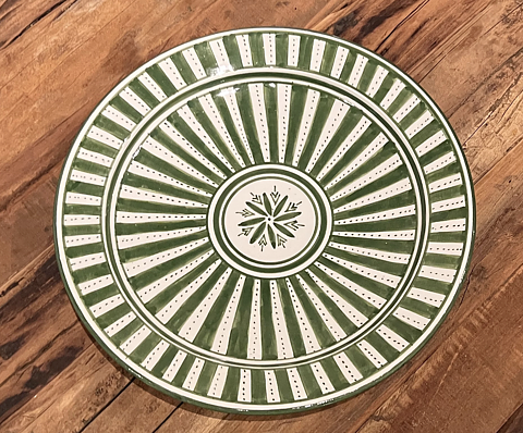 Marockansk Keramik  - Grön randig 35 cm 