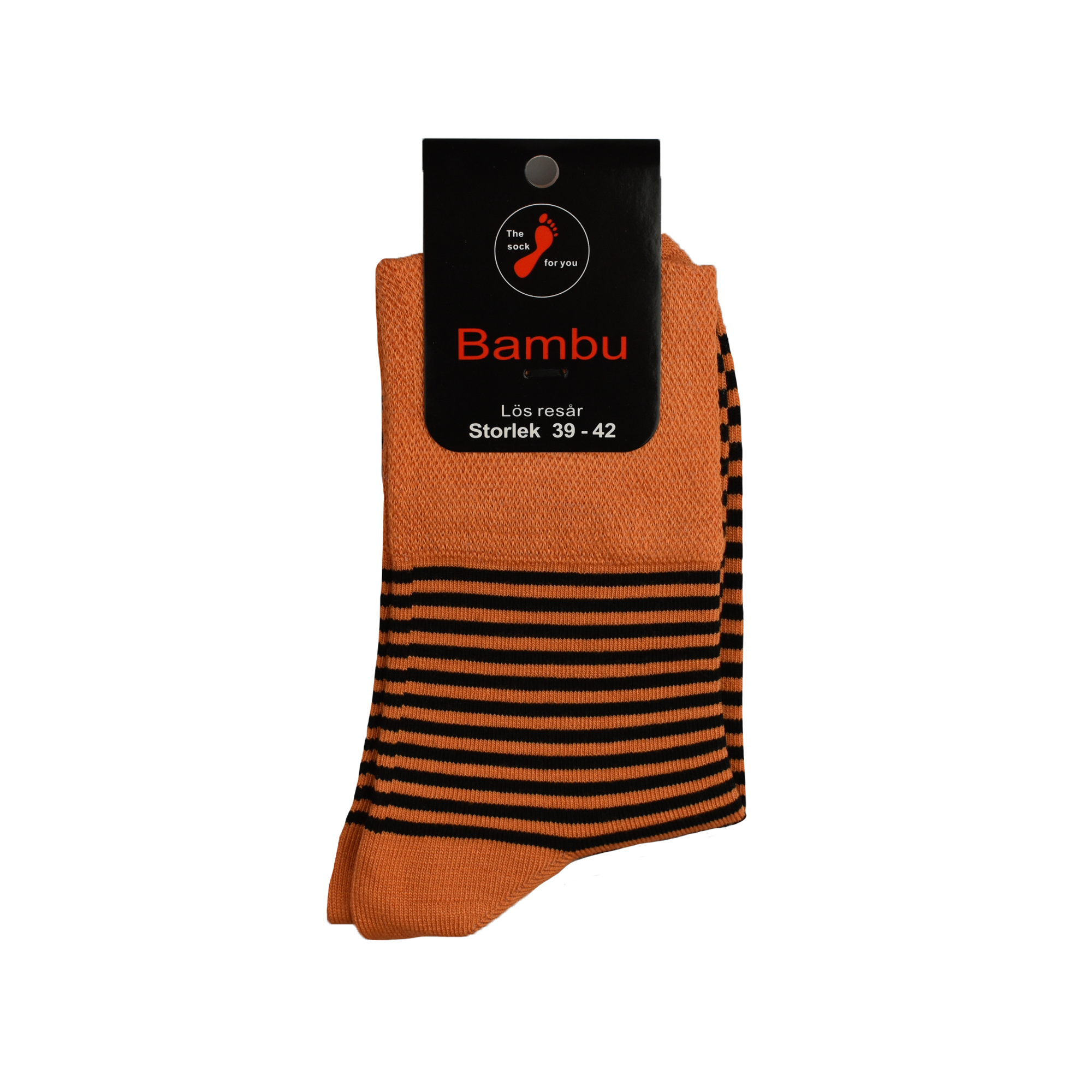 Lös resår utan tåsöm - orange-svartrandig Bambu