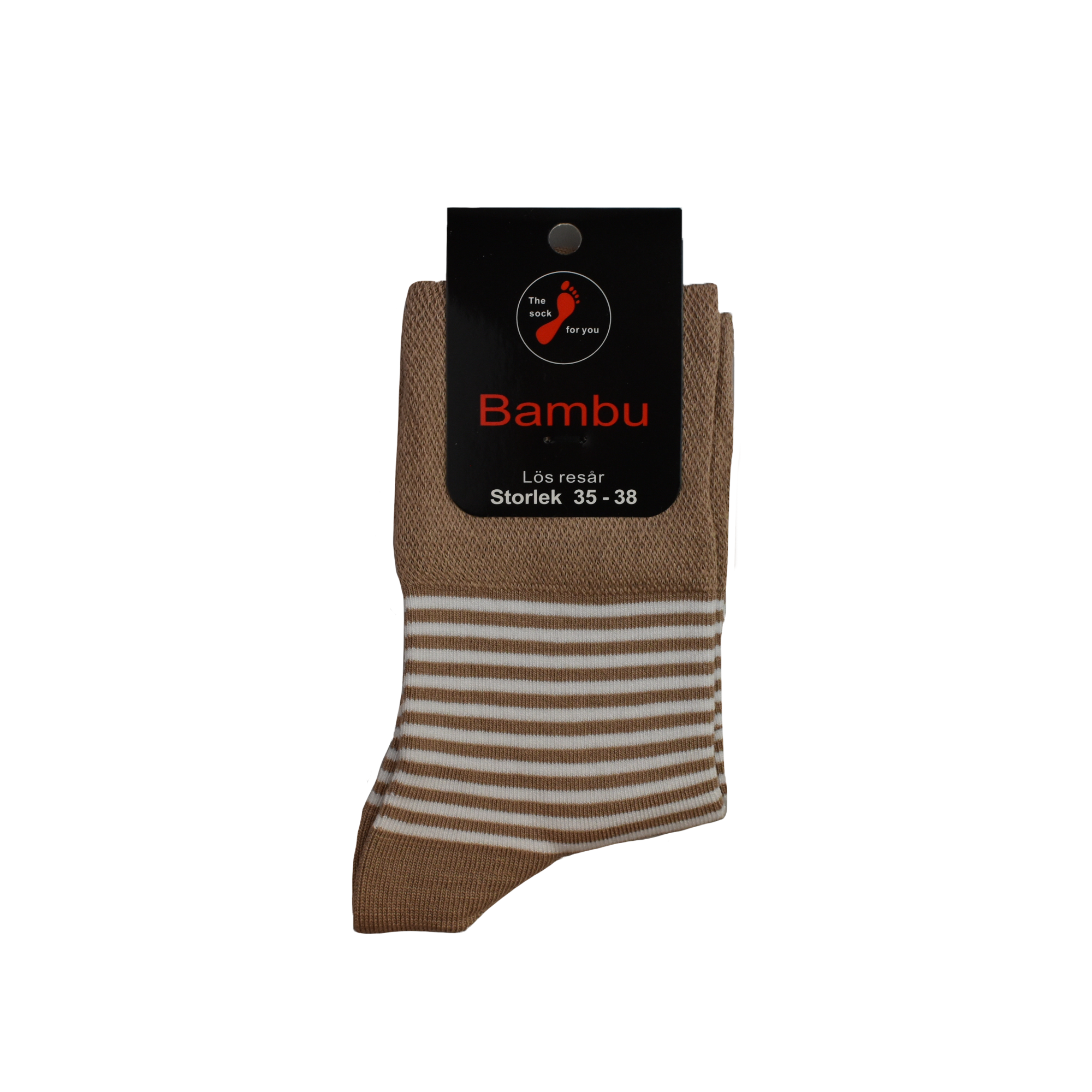 Lös resår utan tåsöm - brun-vitrandig Bambu
