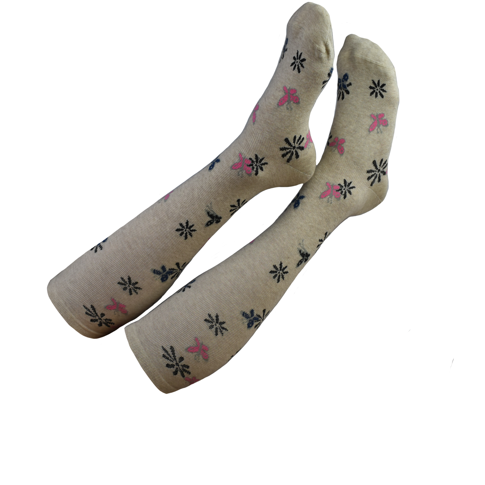 Stödstrumpa fjäril och blomma 18-22 mmHg - utan tåsöm - Bomull - 11