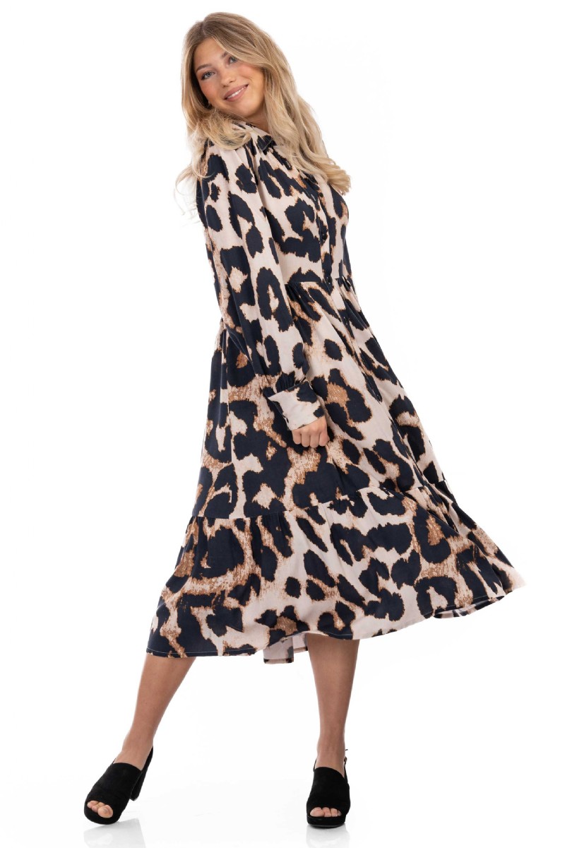 FARAH SHIRT DRESS CASHEW/FUDGE/BLACK - 4