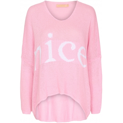 Nice Fuxia Stickad bomulls tröja