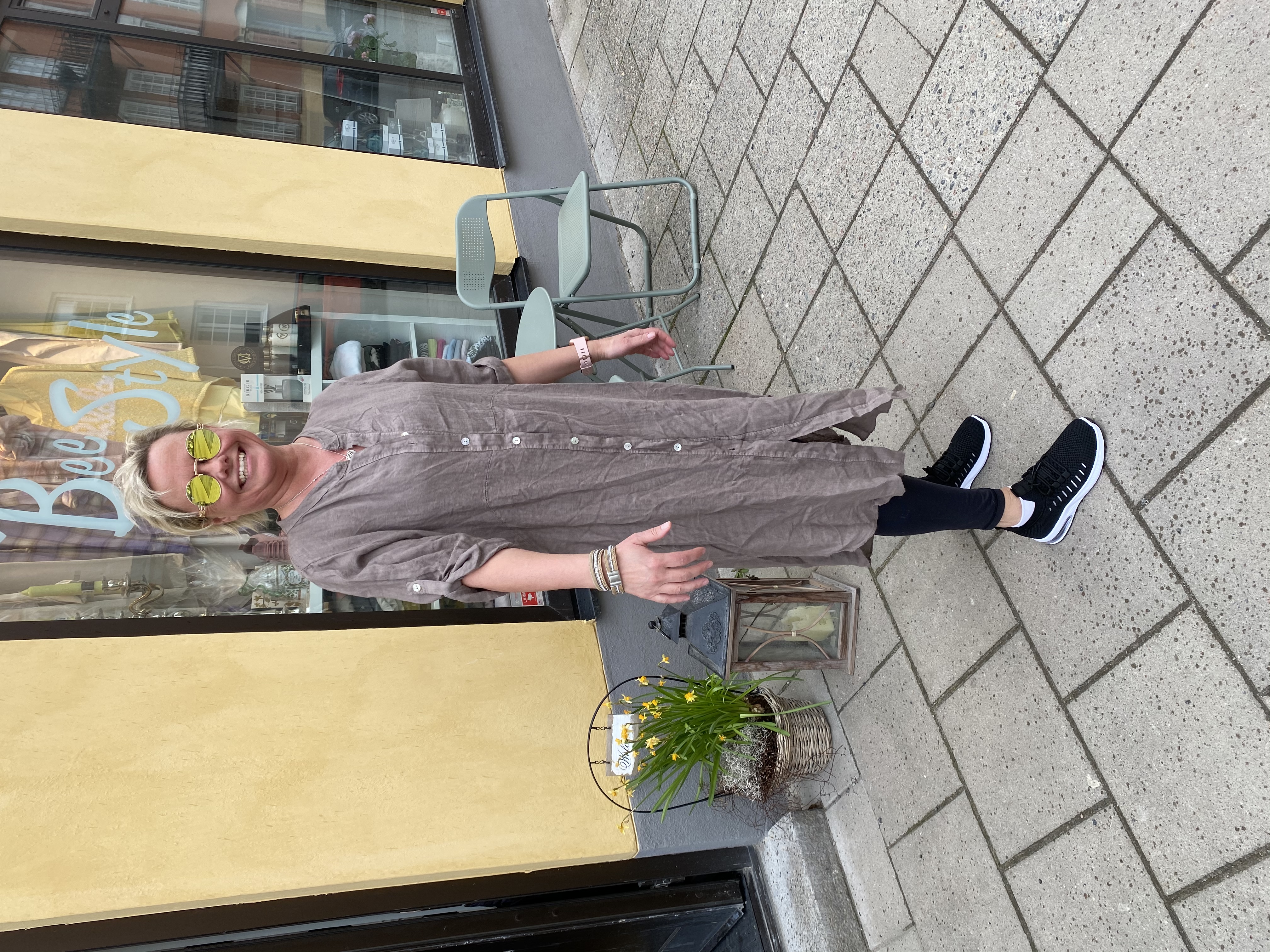 Linne Kimono murar /Klänning Taupe Cosy House 
