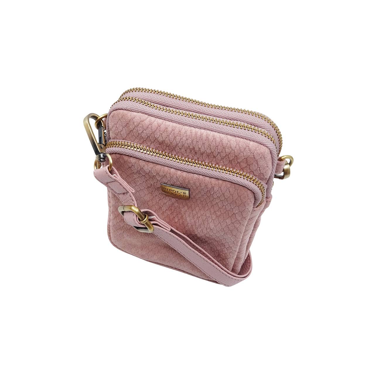 TRIPLE ZIP BAG IMPRESS DUSTY PINK