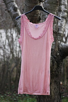 Linne med Spets Ljus Rosa